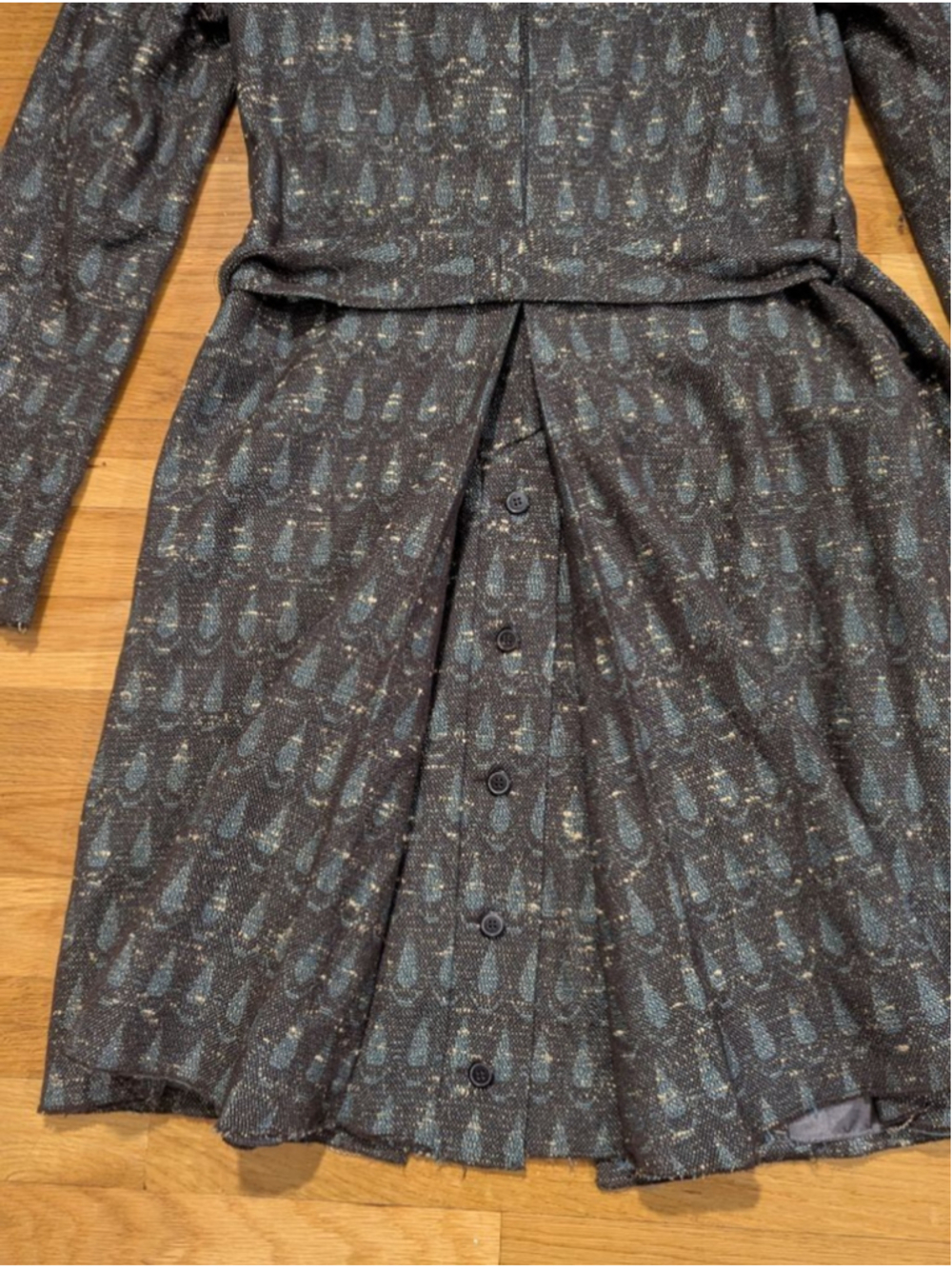 Roland Mouret Gray Teal Wool Blend Tweed Midi Coat US Size 4 - Picture 6 of 16